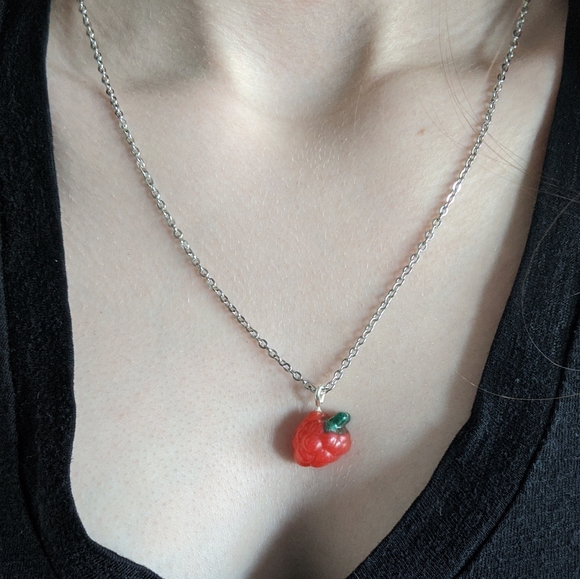 Handcrafted Raspberry Necklace - Picture 3 of 4